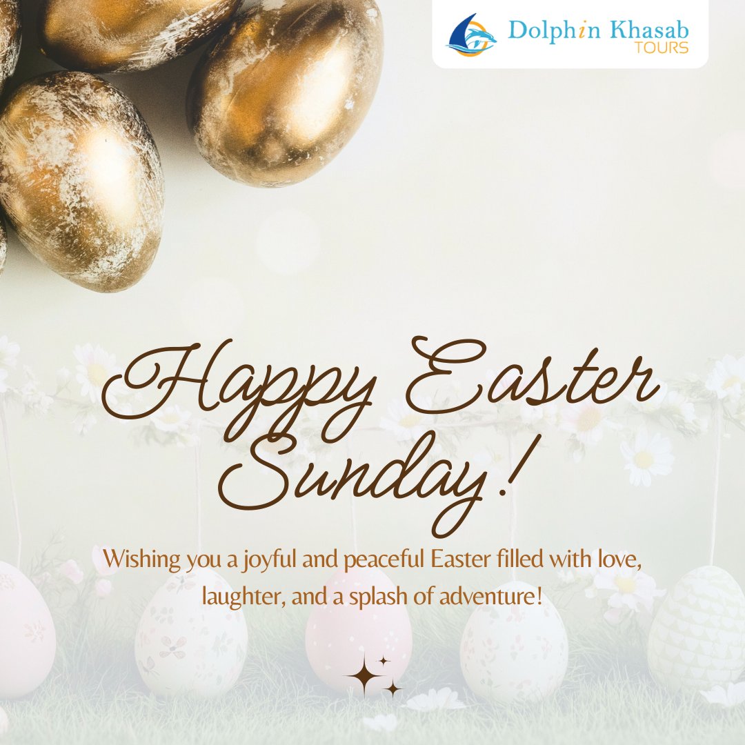 🌼✨ Easter Greetings from the Fjords of Khasab!
May your Easter be as bright as the Khasab sun and as joyful as spotting dolphins on our tours! 🐬💛
 #EasterInKhasab #DolphinTours #DhowCruiseExperience #Easter2025 #ExploreMusandam #HappyEaster #VisitOman #DolphinKhasabTours
