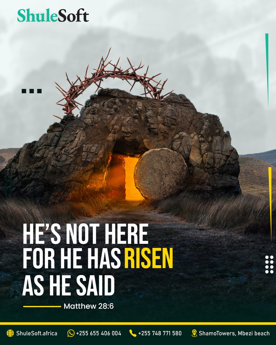 This Easter, we celebrate the power of resurrection and new beginnings.
May your life be filled with renewed hope, peace, and purpose.
From all of us at ShuleSoft, we wish you a Happy and Blessed Easter! 🙏

#HeIsRisen #Easter2025 #ShuleSoft #FaithInTech #HopeLives