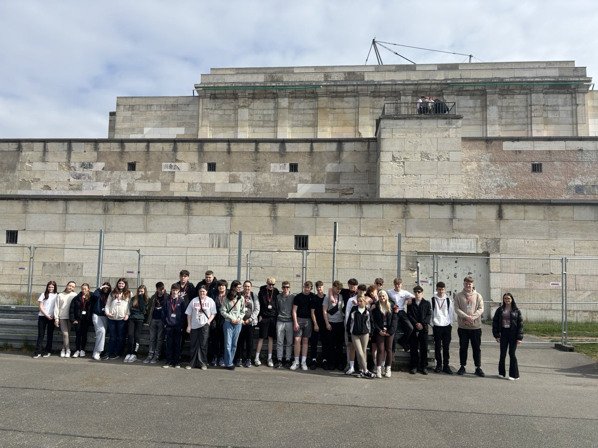 HumanitiesNC's tweet photo. Obligatory group photo at the Zeppelin Field in Nuremburg #nortoncollegemunich https://t.co/RvzA3SMUkz