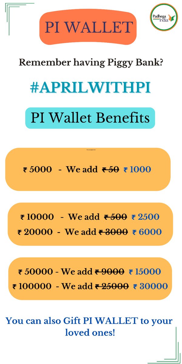 PadhegaIndia_'s tweet photo. #AprilWithPI ๐ #PIWallet
Dear Readers - As you all know, Padhega India Wallet is the most seamless way to make payments on our website. We are happy to announce additional bonus amount on your #PIWallet recharges, today.
Recharge #PadhegaIndiaWallet ๐ https://t.co/KdyiW7wXhz https://t.co/xw6oeB45Ue
