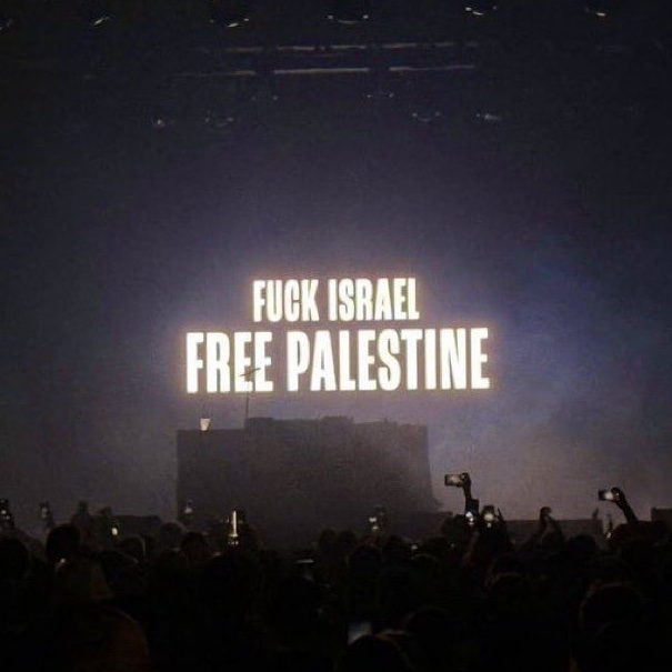 AFpost's tweet photo. Irish rap trio Kneecap led chants of “Free Palestine” and displayed the message “F*ck Israel, Free Palestine” during their Coachella 2025 set.

Follow: @AFpost https://t.co/OtaMXbCwvq