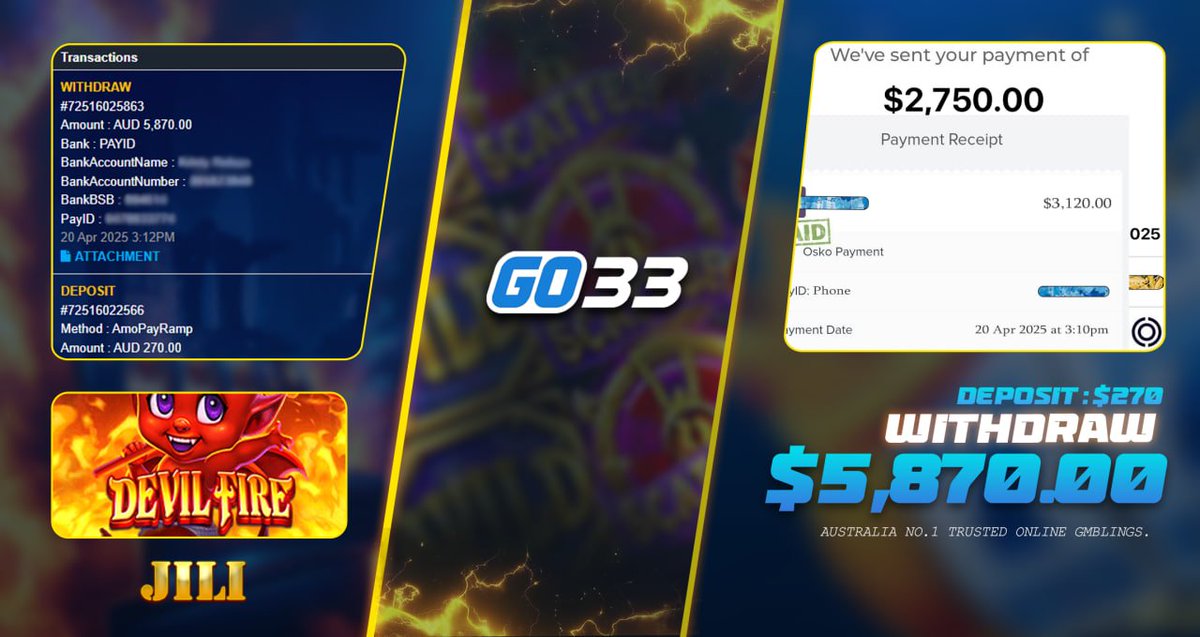 go33au's tweet image. Ready to withdraw like a high roller? 
Our sure-win tips will take you there!

PRODUCT : #JILI
GAME : #DEVILFIRE     
DEPO : 270.00
WITHDRAW : 5,870.00

PLAY NOW ! 🇦🇺 :
dub.link/VIPCLASS