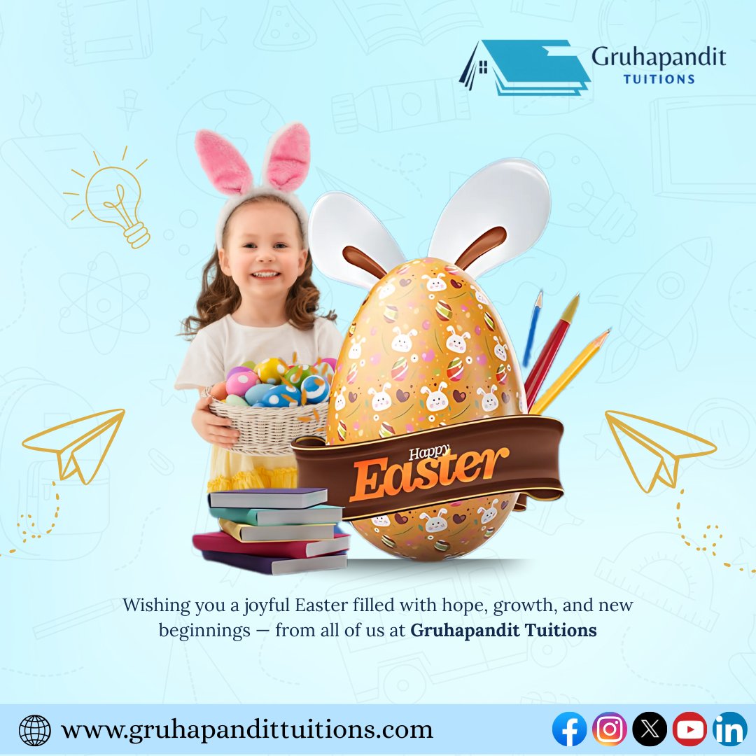gruhapandi47996's tweet photo. 🐣 Happy Easter from Gruhapandit Tuitions! 🌸
Wishing you a joyful Easter filled with hope, growth, and new beginnings — just like every learning journey.
📘 Let this season inspire curiosity and creativity in young minds.

📍 https://t.co/C0I9GaoSqC https://t.co/UcJi8Wb5Ri