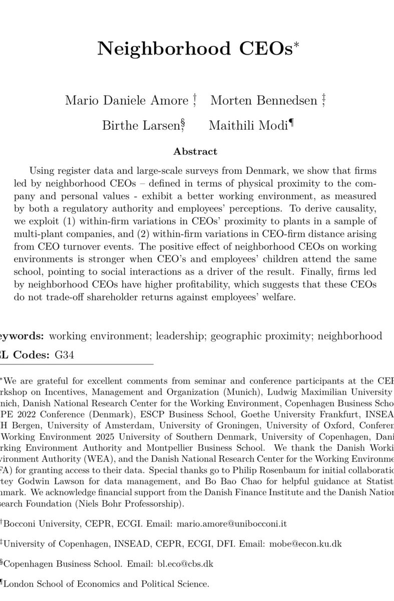 Please read our new paper: Neighbourhood CEOs”

We show that firms led by neighborhood CEOs-in terms of physical proximity to the company and personal values -exhibit a better working environment, as measured by both a regulato papers.ssrn.com/sol3/papers.cf…