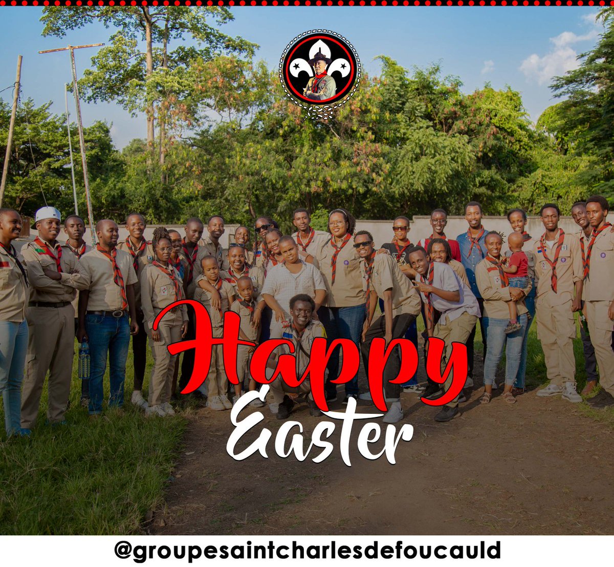 Saintcdf's tweet photo. “Together in spirit, united in joy. Wishing you all a blessed and Happy Easter from our scout family to yours!”❤️🖤

#HappyEaster #scdf #scouts 
#burundi #burundionthemap 
#regionscouteimbo #worldscouting https://t.co/iKBEm91Fbv