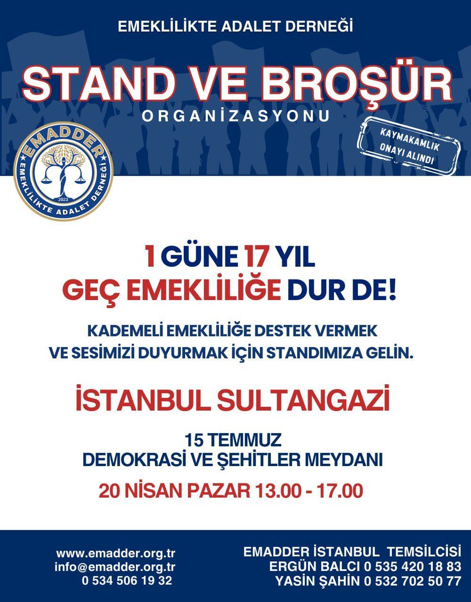 EMAD Selim Torun (@giresunselims) on Twitter photo Müsait olan arkadaslar standımıza katılım sağlamaya calisalim
<a href="/EmadDernegi/">EMEKLİLİKTE ADALET DERNEĞİ ⚖️</a>
<a href="/EMADDER_KADEME/">EMADDER RESMİ SOHBET SAYFASI</a>
#KadememizYokSayıldı Müsait olan arkadaslar standımıza katılım sağlamaya calisalim
<a href="/EmadDernegi/">EMEKLİLİKTE ADALET DERNEĞİ ⚖️</a>
<a href="/EMADDER_KADEME/">EMADDER RESMİ SOHBET SAYFASI</a>
#KadememizYokSayıldı