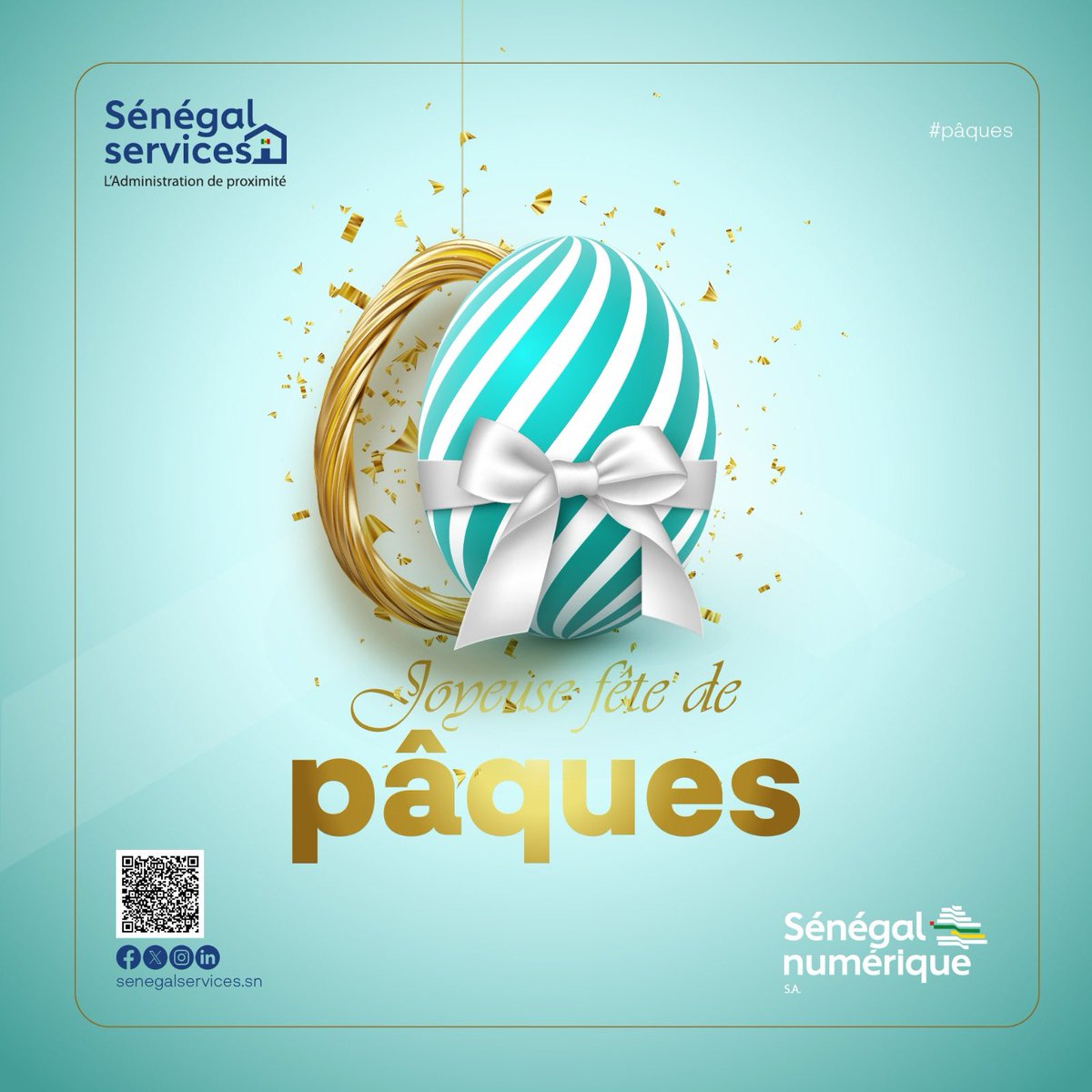 Bonnes fêtes de Pâques à toute la communauté chrétienne. 

Que le seigneur nous accorde paix, amour et bénédictions.

#pâques #sénégalservices #guichetunique #kebetu