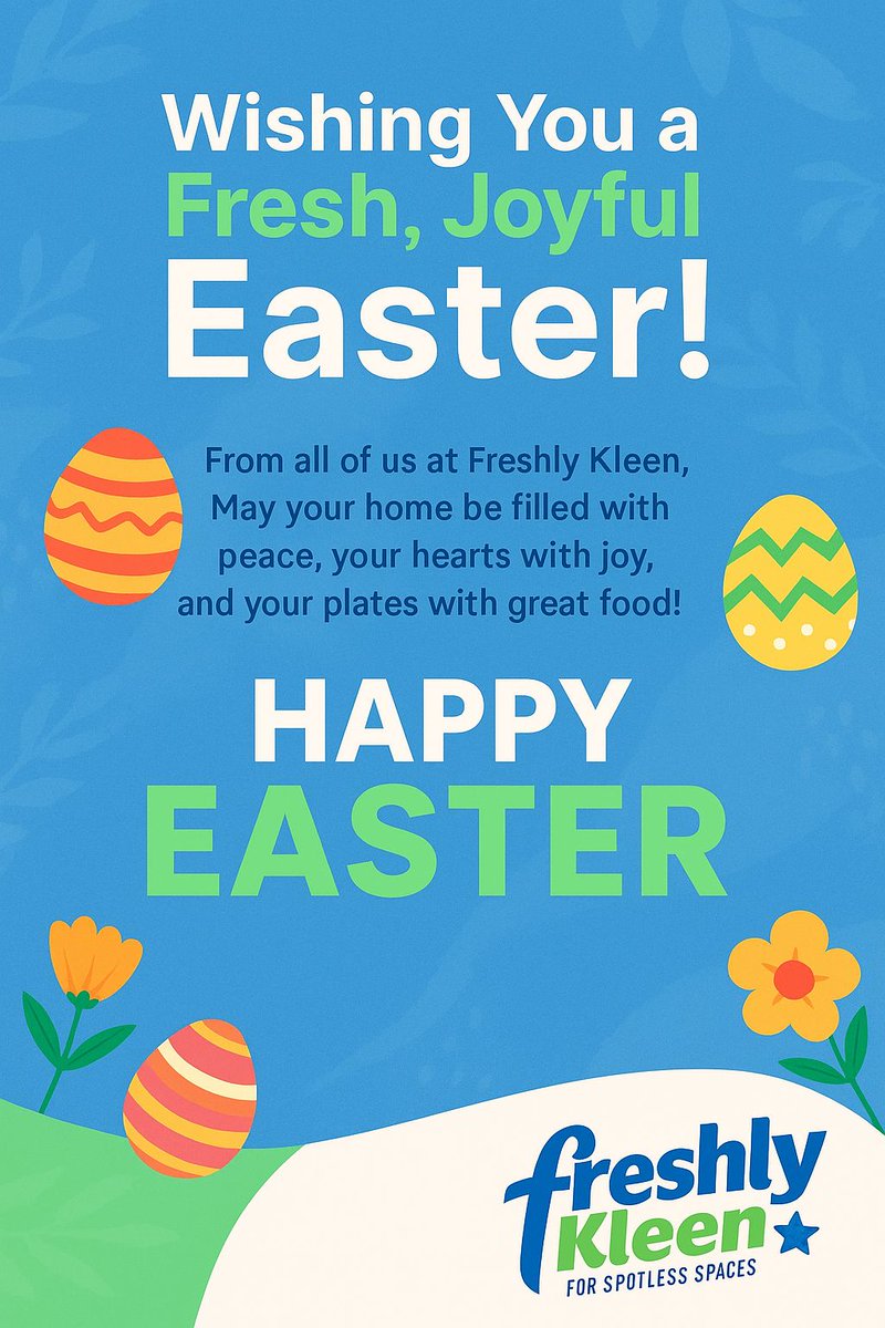 Wishing you a spotless heart and a peaceful home this Easter.
From all of us at Freshly Kleen — may your faith be renewed and your spaces stay fresh.

#HappyEaster #FreshlyKleen