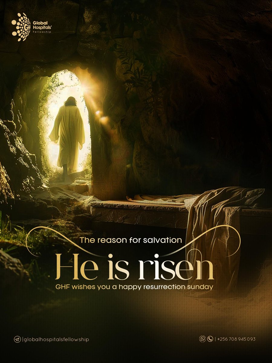 ndagireritah901's tweet photo. 🎊Global Hospitals’ Fellowship Wishes You A Happy RESURRECTION SUNDAY.
#GHF100_Online | #Invite5
#GlobalHospitalsFellowship
~That We May Know Him... https://t.co/QoB0yEjgdp