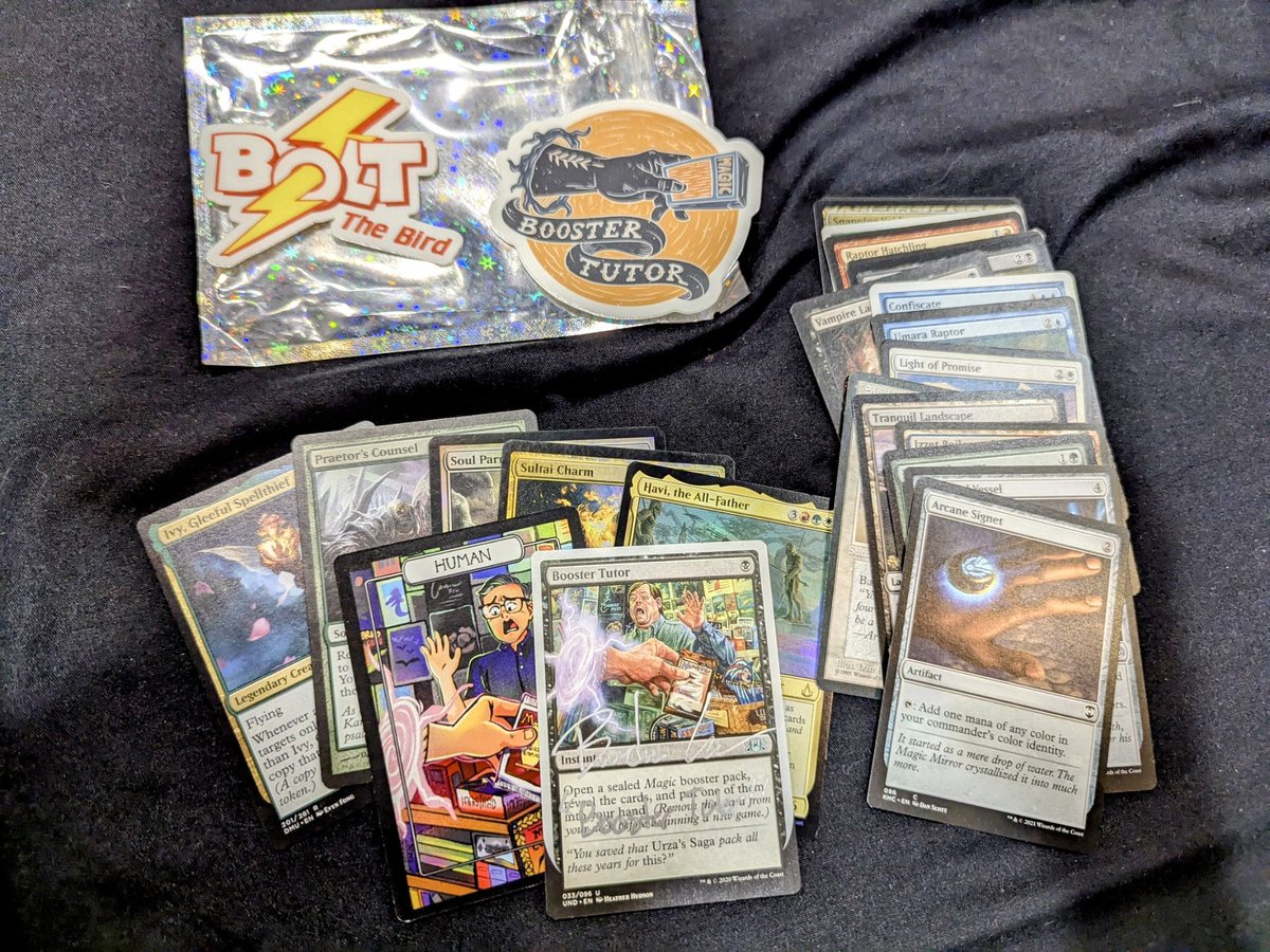 drew__ablank's tweet photo. @Booster_Tutor coming through again with the custom booster packs?? Sorry we couldn't catch a game this time, but thanks again! https://t.co/M8FsOyqt6K