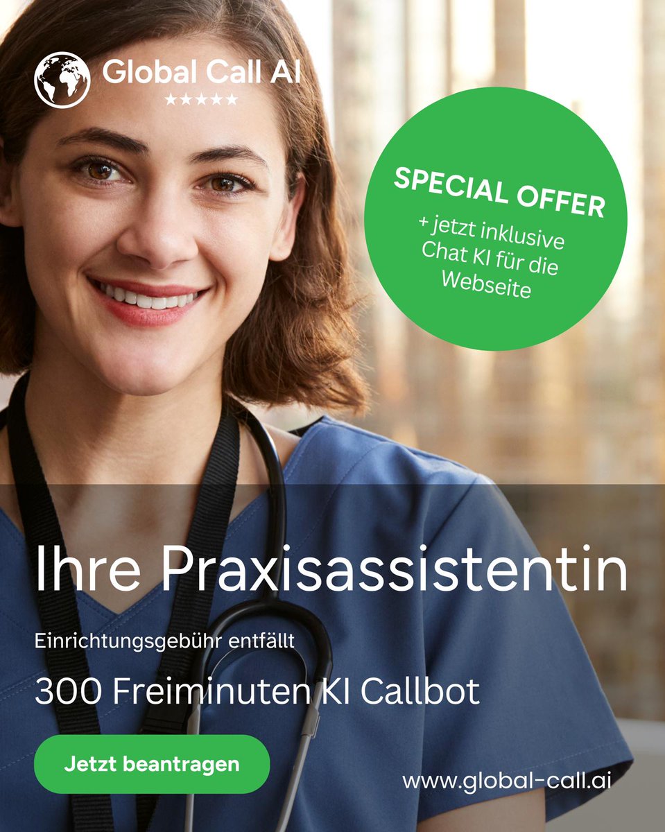 🌐 Global Call AI – Ihre intelligente Telefonzentrale für die Arztpraxis
Schnell. Entlastend. Rund um die Uhr.

#Arztpraxis #Praxismarketing #Telefonassistenz #KIinDerMedizin #Praxisorganisation #Patientenzufriedenheit #DigitalHealth #MedTech #Praxisalltag #GlobalCallAI