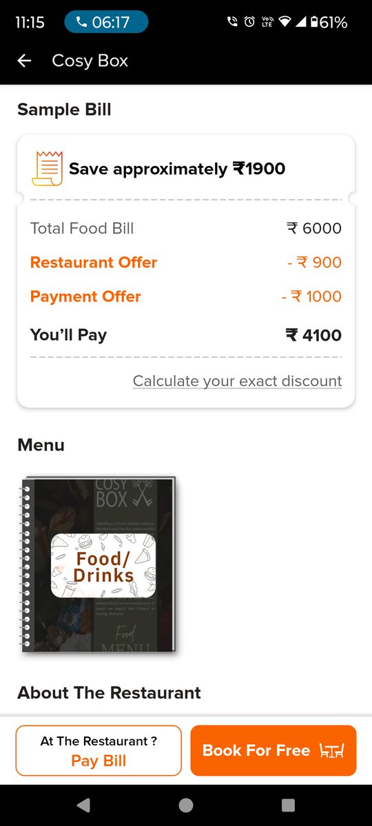 aditim14's tweet photo. BEWARE @eazydiner 's restaurant offer is FAKE While booking it shows a 15% Restaurant offer on booking &amp; paying via app. No where in app customer journey is it mentioned that this is on First Come First Serve basis. This you discover when discount is not applied &amp; you flag it. https://t.co/aibhvTqIRn