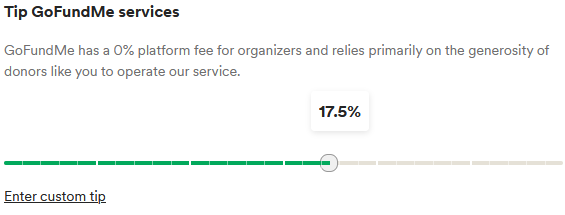 sure they give you an option but this is to far. put a 5% transaction fee on this or something. default 17.5% TIP is ridiculous. Congrats you get 0% from me. Thats the tweet. send