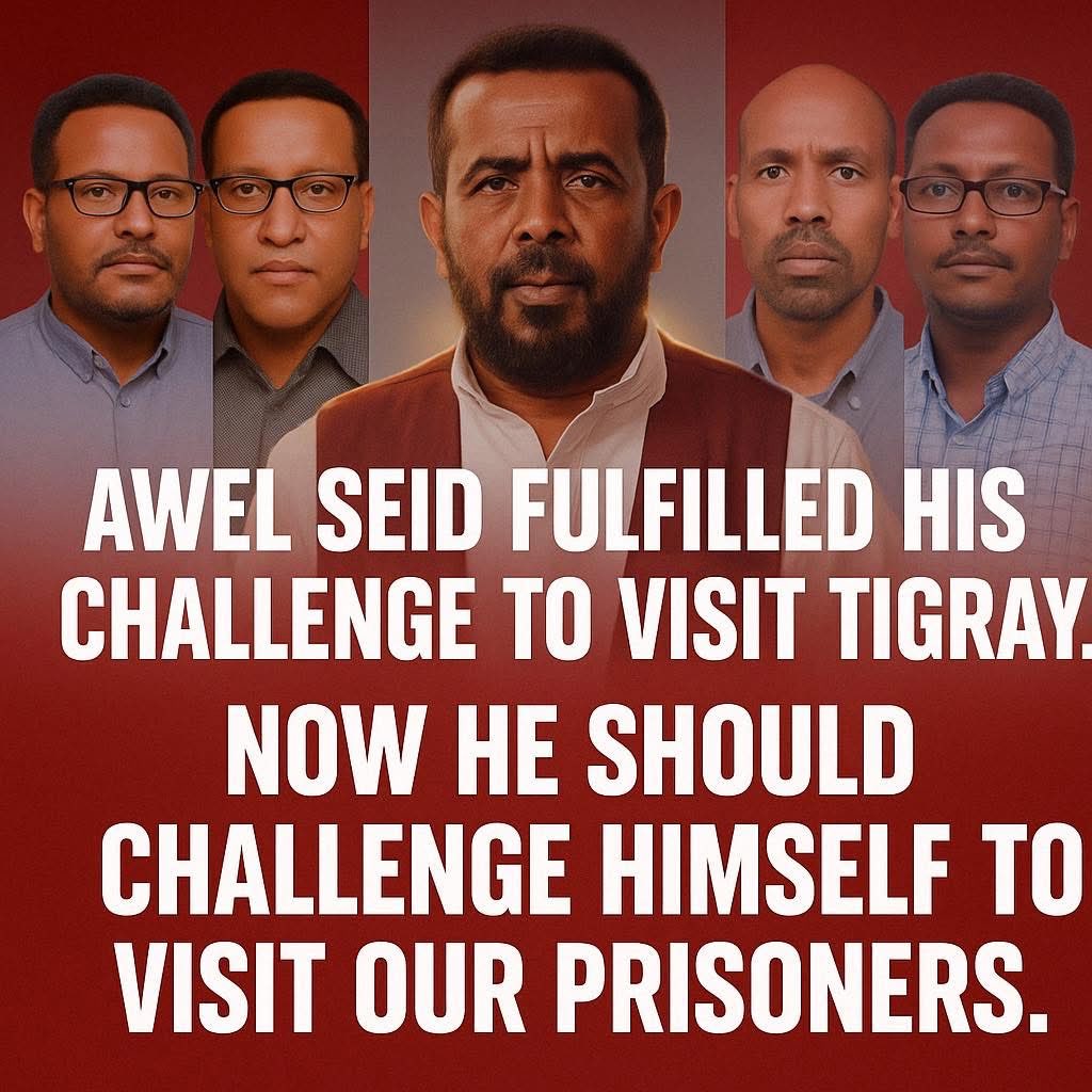 NasserOAli's tweet photo. #Awel #Seid Just Fullfilled his one time challenge to visit TPLF’s Tigray. Now What’s the next challenge?

Congratulations Awel! It’s always noble when a man keeps his word. But now that the trip is over and the selfies are posted, can we raise the stakes? How about one more challenge? One closer to home.

Visit the prisoners. Yes, the Eritrean prisoners of conscience: the ministers, the journalists, the freedom fighters who have been locked away for over two decades, many of them accused of conspiring with the very same TPLF you just visited.

They haven’t had family visits. They haven’t had trials. Some haven’t even had sunlight.

Surely, if the TPLF can be forgiven, hugged, and visited… then surely they deserve at least the dignity of being visited?

So here’s our challenge to you: You dared to go to TPLF’s Tigray. Now dare to speak for those imprisoned for less.

You proved that political fences can be crossed. Now prove that moral ones can be, too.

And since it’s Easter, Happy Easter to all our Christian brothers and sisters.
May this day bring light to every Eritrean family, including those with loved ones still in prison.

Awel, make it full festive by visiting the prisoners. If not to free them, then at least help them appear in court.

After all, you said generously that Tigray should be allowed to freely use our Massawa port even though, under the Pretoria deal, Tigray isn’t allowed to engage with foreign governments without federal approval. So we’re glad you made it home safe.

But our prisoners? They’re Eritreans. No foreign government’s permission is needed, just principle and integrity.

#Eritrea for #Eritrean By #Eritreans