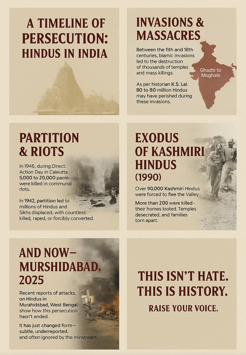 VishwanandY's tweet photo. This isn’t about hate.
It’s about truth.
It’s about history repeating itself while we stay silent.

Raise your voice. Know your history.
#JusticeForHindus #SanatanDharma #HinduHistory #MurshidabadViolence https://t.co/wgjA0pWrEn