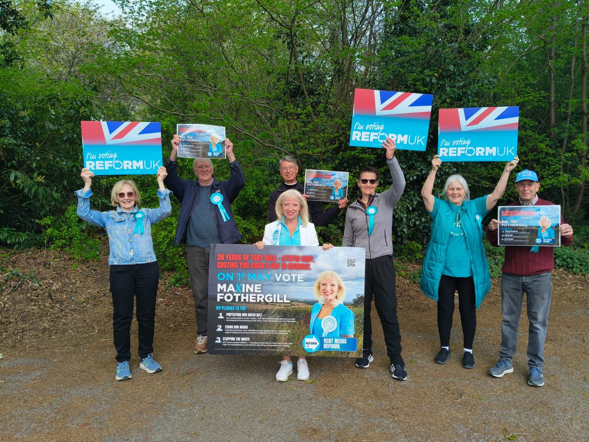 MaxineFothergil's tweet photo. A huge thank you to the amazing team who joined me canvassing yesterday — @MaryFrankl32035, Keith, Richard, Bev, Linda, and David — your support means the world to me 🥰

We were out in beautiful #NewAshGreen, meeting some truly lovely residents who care deeply about this wonderful rural community.

But it’s absolutely shocking that under the #Conservative-run @Kent_cc , they now plan to cut the 489 bus service from 1st June — a vital route that many, including children, rely on to get to #Gravesend. This cannot be allowed to happen.

After 28 years of failure and mismanagement, the current Conservative administration has left Kent with a staggering £787 million in debt, costing every #Kent taxpayer £84,000 a day just in interest. Enough is enough.

If elected on 1st May as the @reformparty_uk candidate for }#SevenoaksRuralNorthEast, I will:

✅ Fight to protect vital rural services like the 489 bus
✅ Stand up for our communities
✅ Bring accountability and real change to KCC

If you want positive change, please vote for #ReformUK —
“The only way is Reform UK.”

#NewAshGreen #Ash #Hartley #Fawkham #WestKingsdown
#489Bus #SaveOurServices #VoteReformUK #KCCElections2025 #TimeForChange #TheOnlyWayIsReformUK