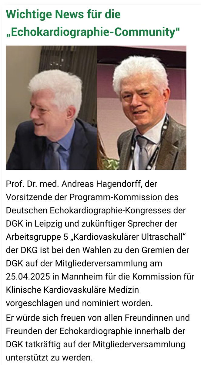 ⁦<a href="/DGK_org/">Deutsche Gesellschaft für Kardiologie</a>⁩ #DGKJT2025 Wahl der Mitglieder für die klinische Kommission der DGK 🎯 meine Stimme für Andreas Hagendorff