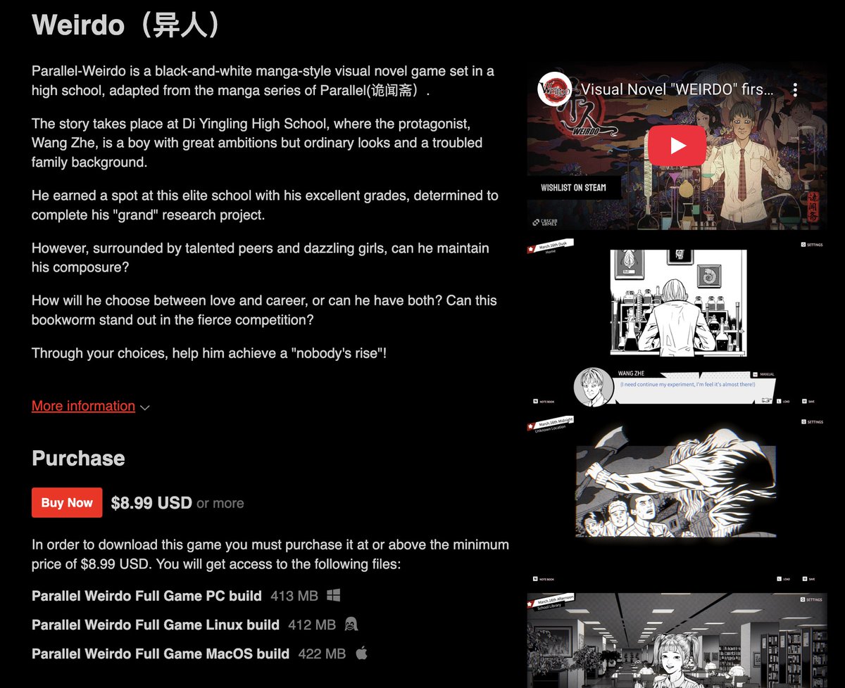 Our latest visual novel game "Weirdo" is now on Itch.io,
come and check it out :)
cascha-games.itch.io/parallel-weirdo
#visualnovel #indiegame