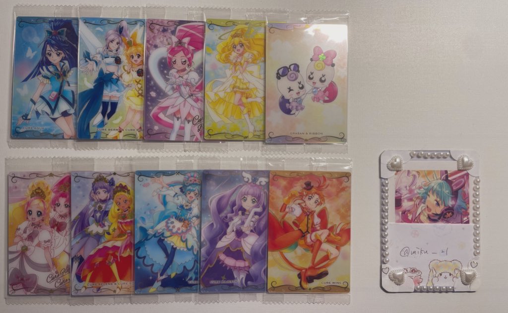 miku__21's tweet photo. @xxx [交換] プリキュア ウエハース 11

〈譲〉 画像1.2枚目
〈求〉画像3枚目 ニャミー リリアン マジカル

・HR⇔HRでの交換優先
・郵送のみ

お気軽にお声かけください！ https://t.co/Go4AuG9HAZ
