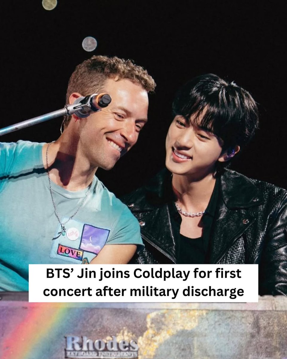 Calcutta_Times's tweet photo. BTS’s #Jin joined Coldplay’s #ChrisMartin on stage in Seoul, performing #TheAstronaut and #MyUniverse to a thrilled crowd
It was Jin’s first concert since his military discharge
#trending #trendingbuzz #trendingnow #coldplay #btw #jinbts #concert #chrismartin @btsindiaofficial https://t.co/DIlXIUoKmS