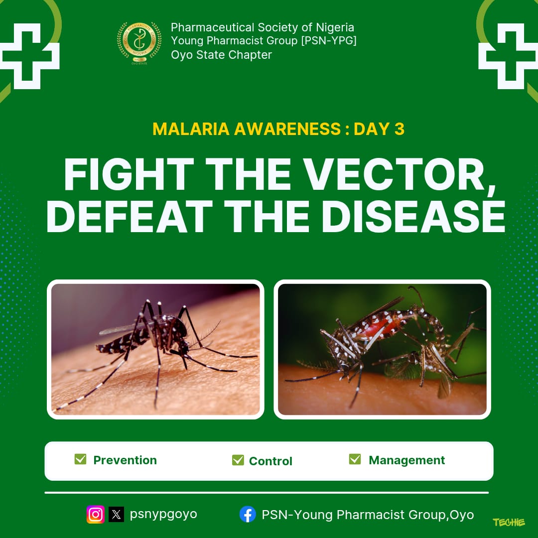 psnypgoyo's tweet photo. 7-DAY MALARIA AWARENESS CAMPAIGN: DAY 3

FIGHT THE VECTOR, DEFEAT THE DISEASE

Malaria is caused by a parasite carried by mosquitoes. 

Mosquitoes breed in stagnant water bodies.

Clean gutters and drains to ensure they do not breed mosquitoes. https://t.co/VJlH6F7k2H