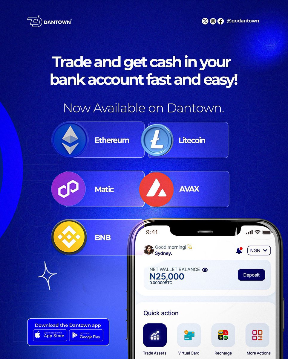 Now that Crypto is legal in Nigeria,Trade your crypto currencies on  Dantown. The best trading platform 💯 Use my link to download and get 100%  welcome bonus of 15$😍 https://t.co/PKR68mk6xI