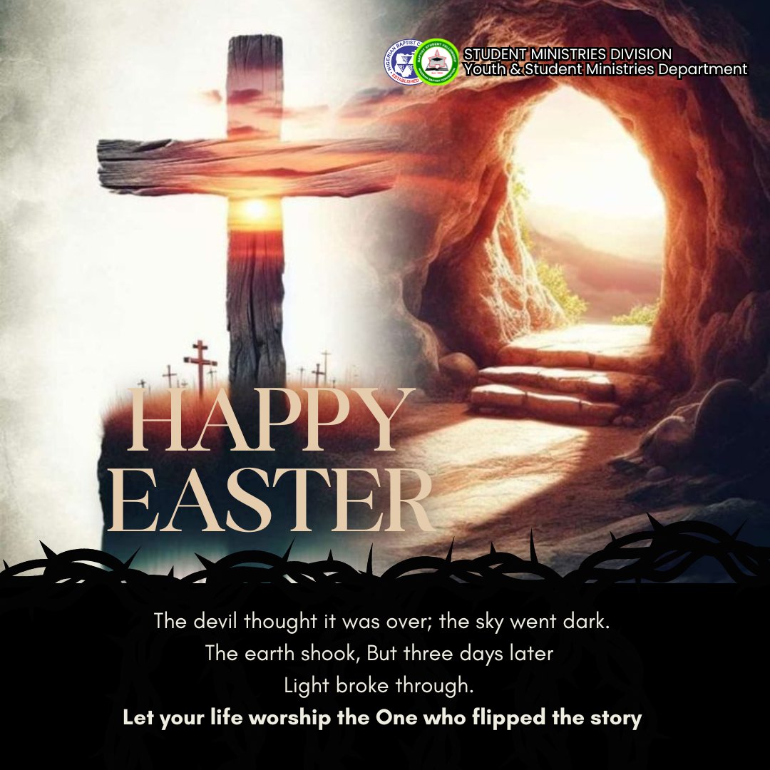 smdnbc's tweet photo. The stone rolled away, and so did our shame.
He rose with the morning, and so did hope’s flame.
The tomb is empty, but our hearts are full —
He lives! He reigns! His love is powerful.
#HeIsRisen #EasterVibes #LoveWon https://t.co/drJnfNkc8l