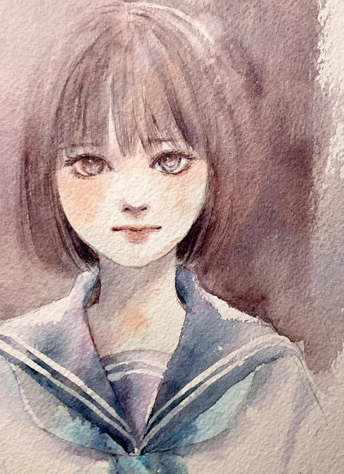 「  」久々アルシュ荒目で。紙目が良い感じです。意外とリフティングしやすい…?(助かった)#透明水彩 