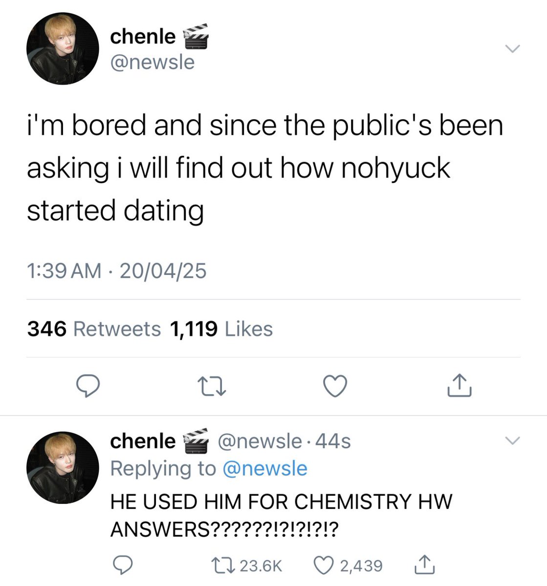 haekito's tweet photo. mini nohyuck au <🐻 <🐶

everyone wonders how frat boy lee haechan and his hot nerd bf lee jeno started dating. rumors (chenle) say haechan used him for hw answers back in their highschool days. https://t.co/uIVhcJYp63