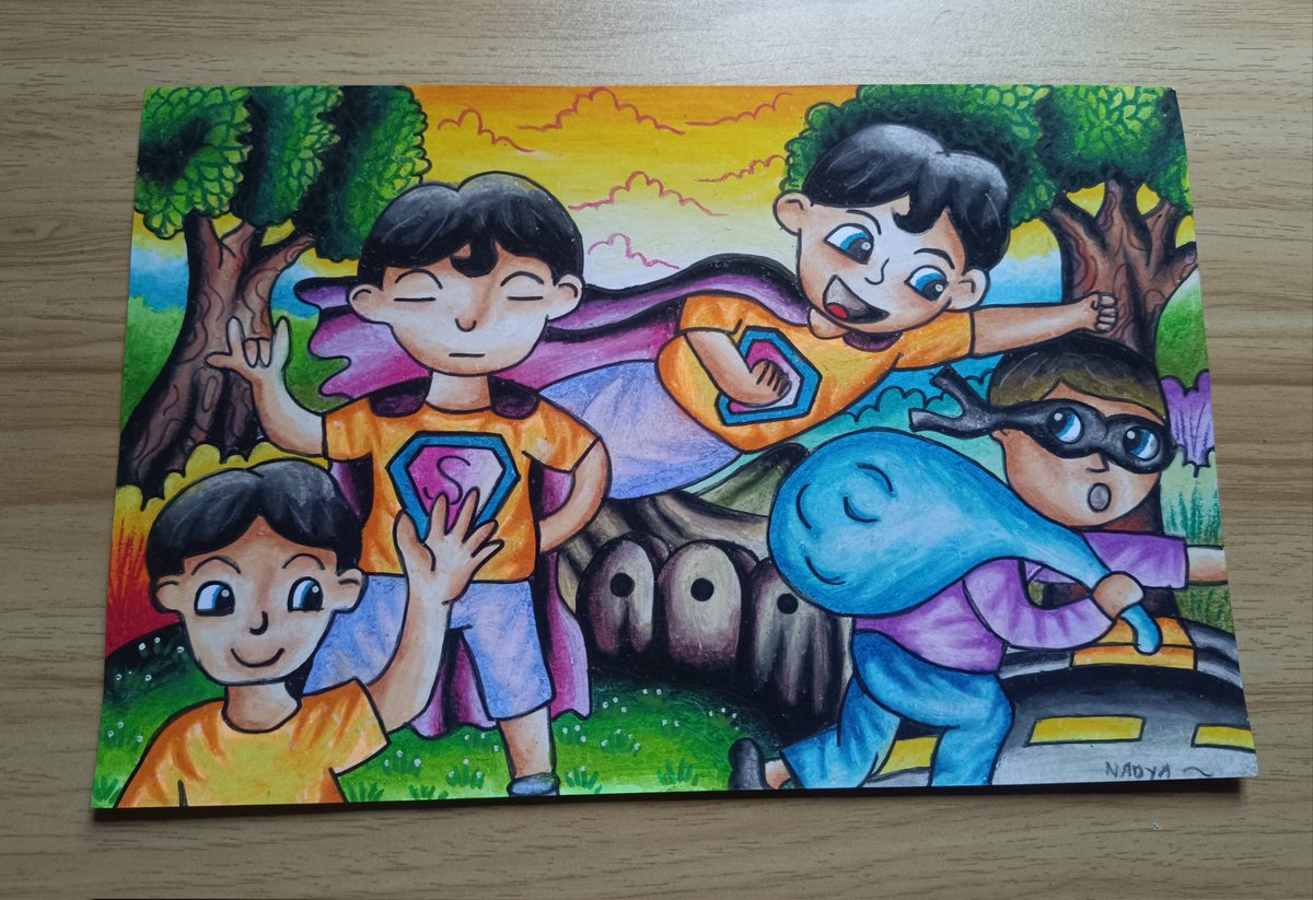NAprasanti's tweet photo. Karya-karya ku lomba disaat SD 🖌
.... 
#drawing #cergam #oilpastel #crayon #visualart #coloring #gradasi https://t.co/duvscpOw97