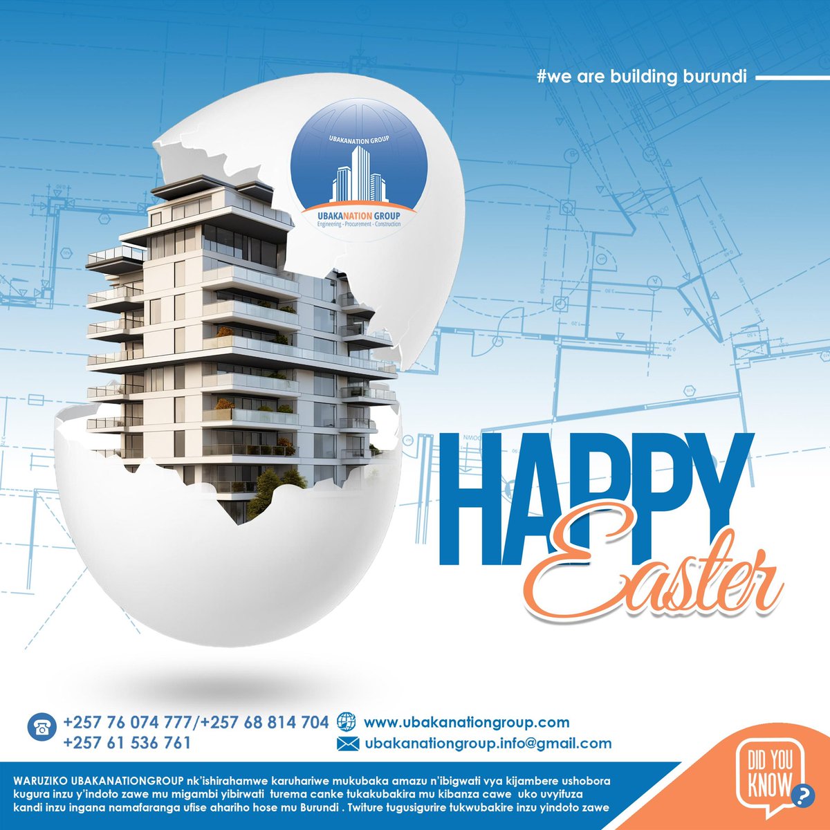 HAPPY EASTER.

#Africa #Burundi #wearebuildingBurundi #Ubakanationgroup