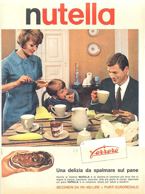 mariobianchi18's tweet image. Il #20aprile 1964 alla #Ferrero di Alba vede la luce il primo vasetto di #Nutella. Creata sulla base della crema Giandujot che si taglia a fette ed è meno costosa del cioccolato, diventa velocemente uno dei marchi italiani più conosciuti al mondo, autentico fenomeno di massa.