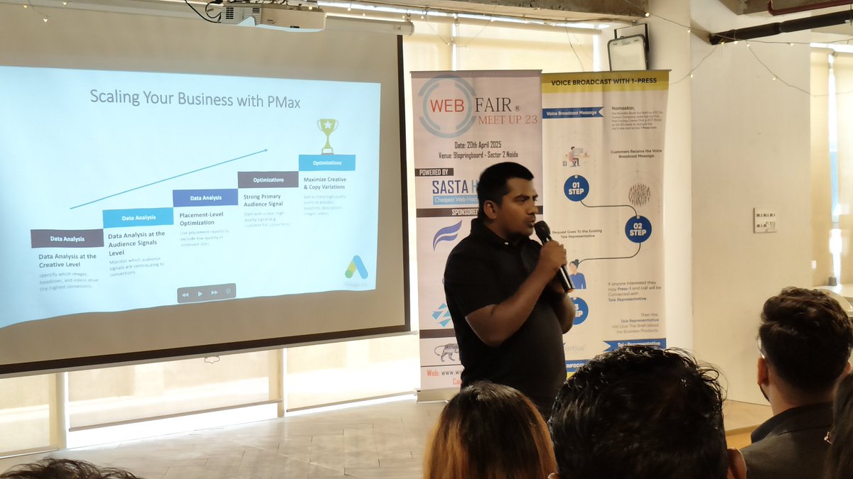 webfairindia's tweet photo. 🚀 Amit Sharma is LIVE on stage at WebFair Meetup 23, Noida!

🎯 PMax 2025: Unlocking Exponential Growth &amp; Outperforming like never before!
Get ready to decode the strategies that will define the future of performance marketing. 🔥

#WebFair #PMax2025 #PerformanceMarketing https://t.co/B9OBmy9bet