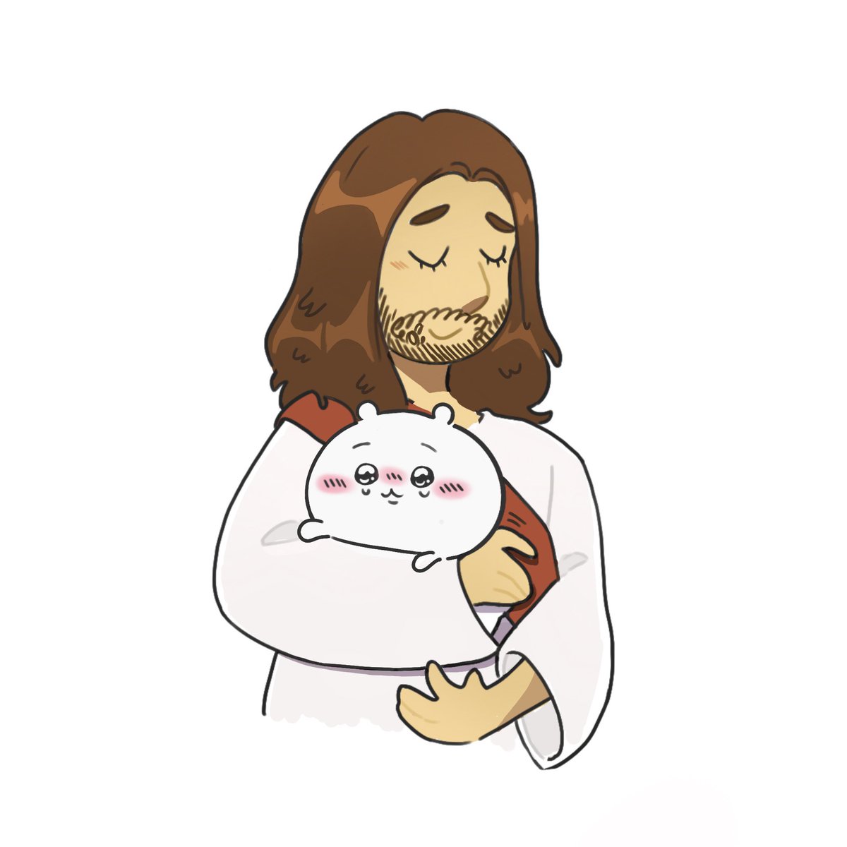 mocapoca_'s tweet photo. happy easter from jesus and his favorite lamb, chiikawa 🌟 https://t.co/ELbcs0yn8r