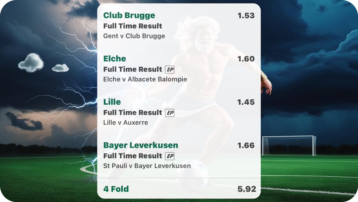 Sunday Acca ✅
£200 CASH GIVEAWAY!

If this Acca lands, I’m giving away:
❤️ £100 to someone who likes this
🔁 £100 to someone who retweets
✅ Make sure you’re following <a href="/LightningTipss/">Lightning Tips ⚡️</a>

Join my FREE Telegram for more tips
👇👇👇