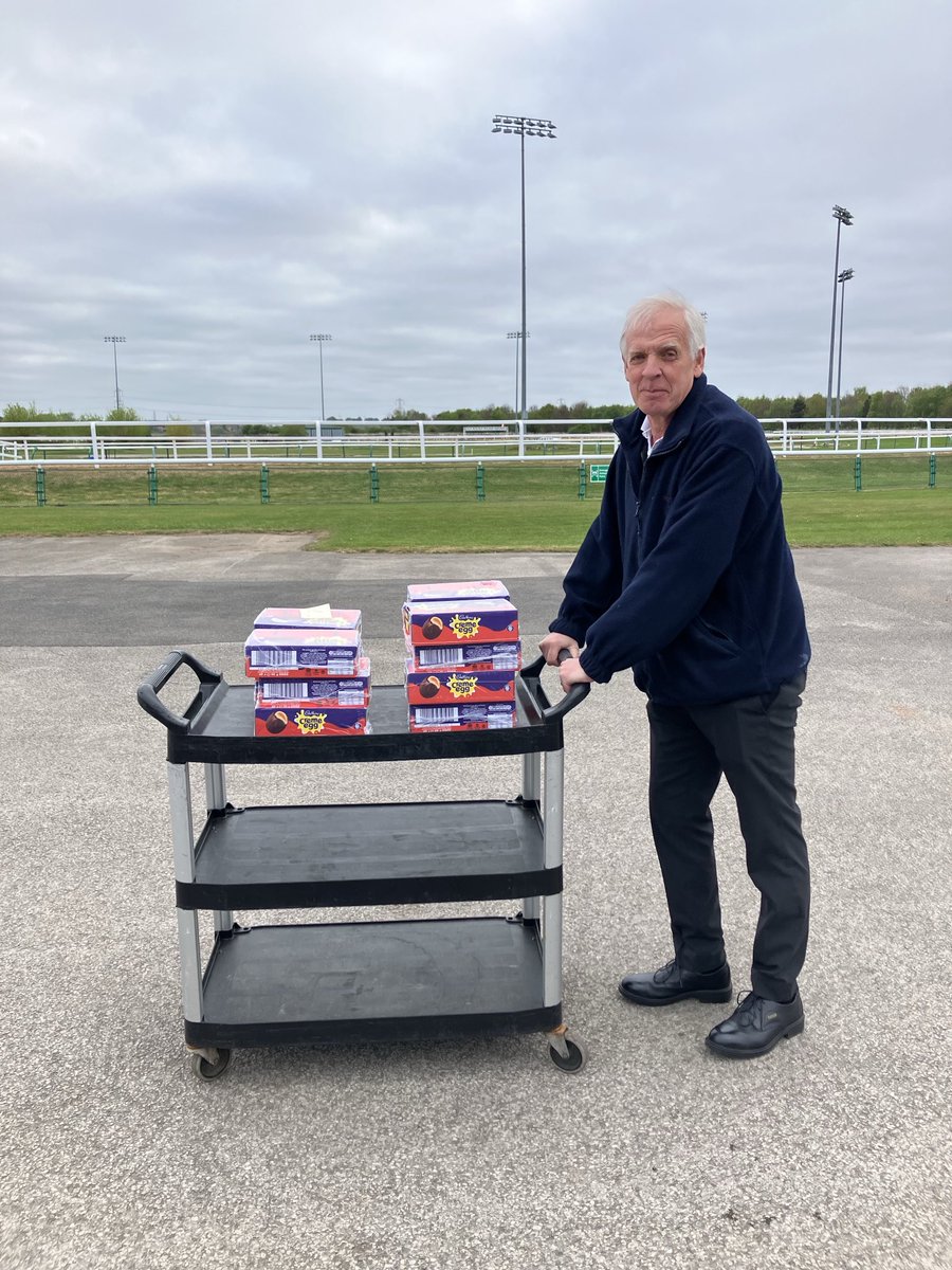 The crème eggs are off to the entrances for the children attending our family fun day today.