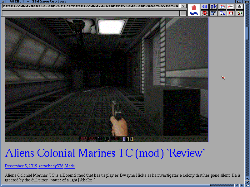 Our website on Amiga's AWeb browser.

(Back when we were using HTTP instead of HTTPS.)