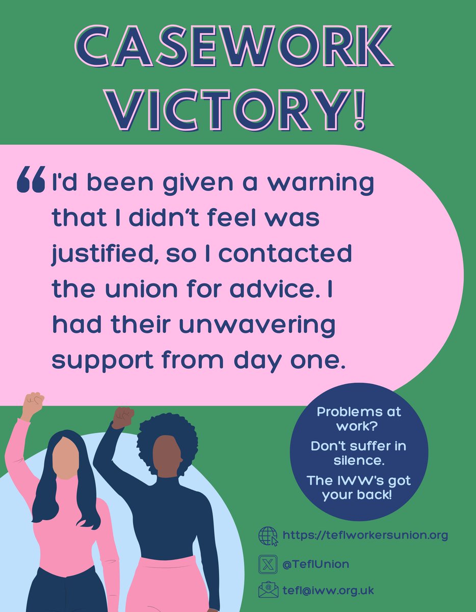 🚨Casework victory🚨

A well-know London school tried to discipline a #teacher w/o due process. But after support from a rep in the appeal, the initial warning was revoked. And we got some reasonable adjustments in place to protect the worker in the future!✊✊