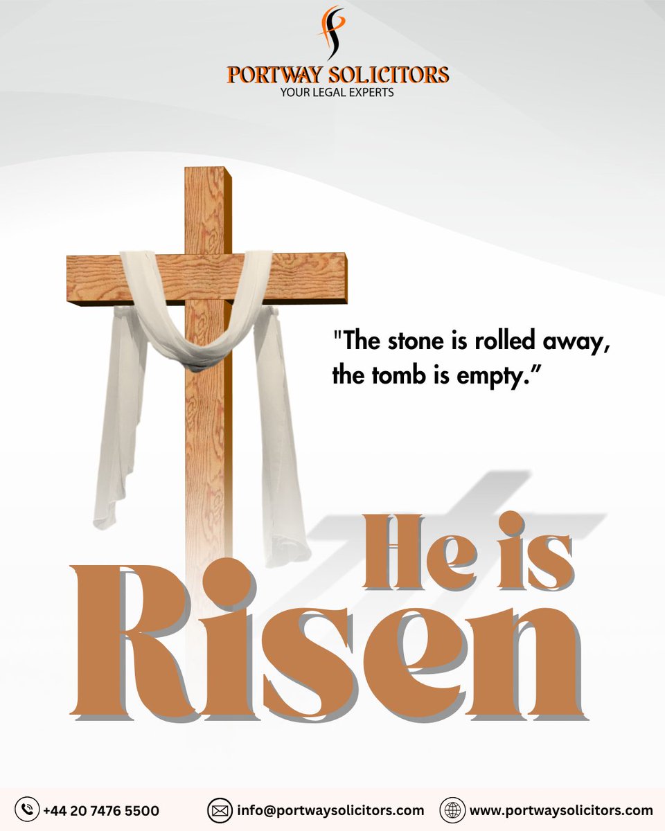 PortwaySol's tweet photo. He is Risen! 🙏
This Easter, we reflect on the power of hope, renewal and transformation - values that guide our work and service. Wishing you a peaceful and blessed Easter. 🌅
#HeIsRisen #HopeAndRenewal #PortwaySolicitors #FaithAndIntegrity #NewBeginnings #UKSolicitors https://t.co/g8uTe7Drqx
