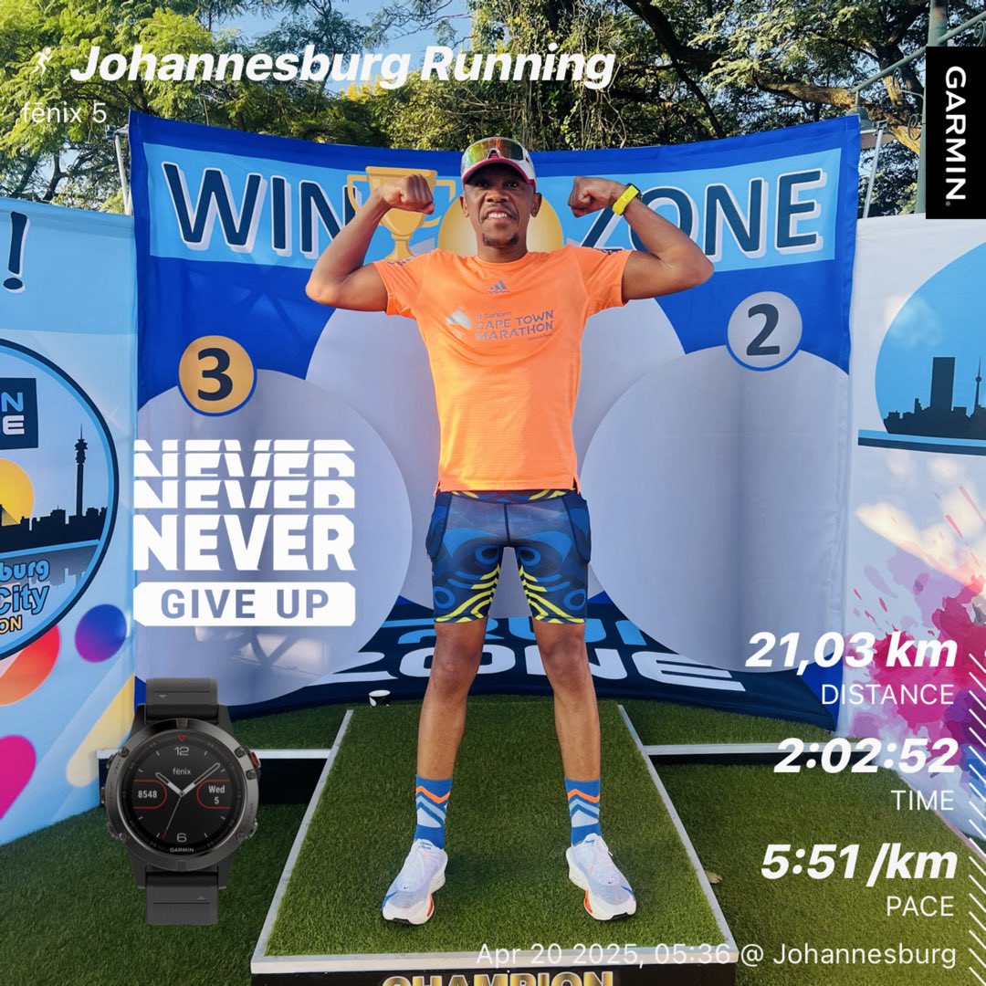 Thabo_Tk's tweet photo. Day 3 - Wrapped up and feeling great, 21km’s complete, next stop is church @everynation.rosebank #RoadToComrades2025 #keepmoving #garmin #runzoneac #ChristusSurrexit https://t.co/Vk9rR7TlVV