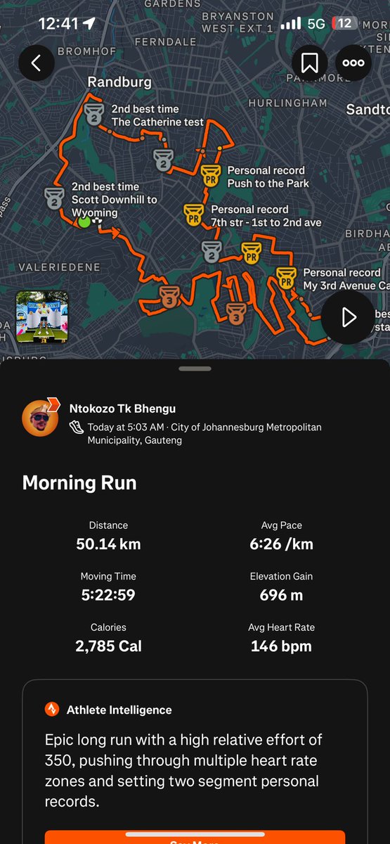 Thabo_Tk's tweet photo. Day 3 - Wrapped up and feeling great, 21km’s complete, next stop is church @everynation.rosebank #RoadToComrades2025 #keepmoving #garmin #runzoneac #ChristusSurrexit https://t.co/Vk9rR7TlVV