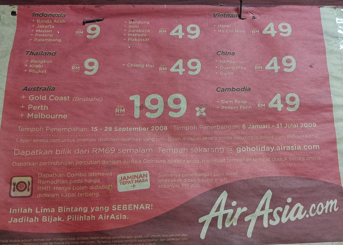 papamaleeq's tweet photo. AirAsia price rates 17 years ago https://t.co/hyubzyw2Cj