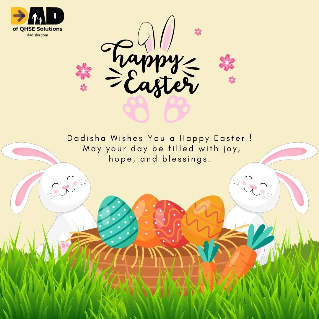 Dad_of_QHSE's tweet image. Happy Easter from Dadisha!
Here&apos;s to a season of renewal, positivity, and progress.
#EasterWishes #RiskManagementSolutions #Elearning #CPDCourses #QHSE