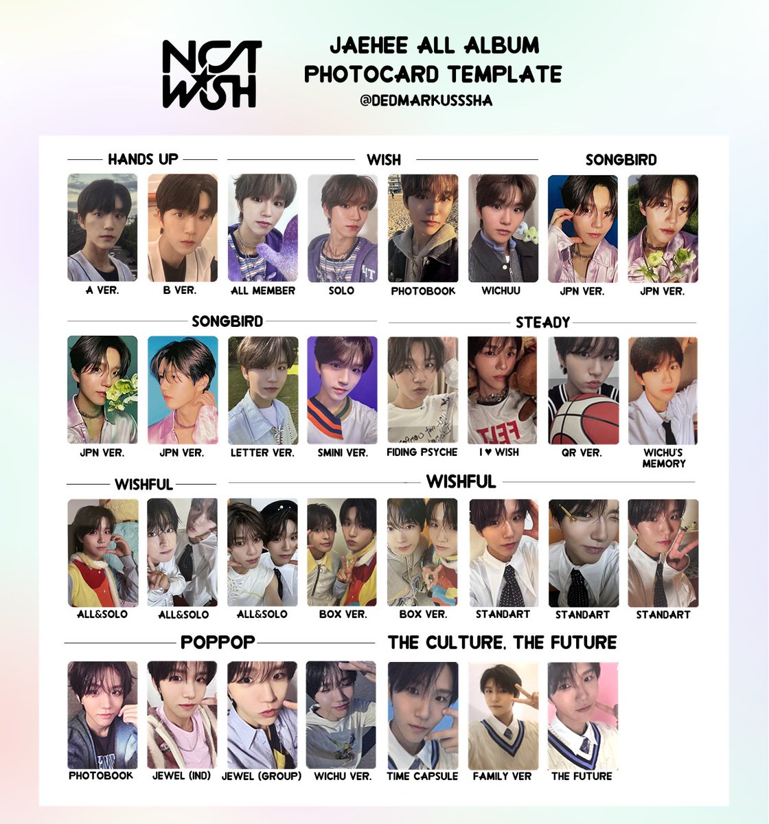 NCT WISH💫 Jaehee, Ryo, Sakuya ALL ALBUM PHOTOCARD TEMPLATE 엔시티
