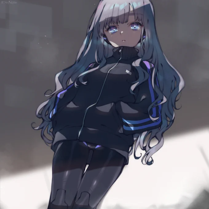 ぴちスーの上にダボジャージなサイボーグ娘ちゃんらくがき #オリジナル 