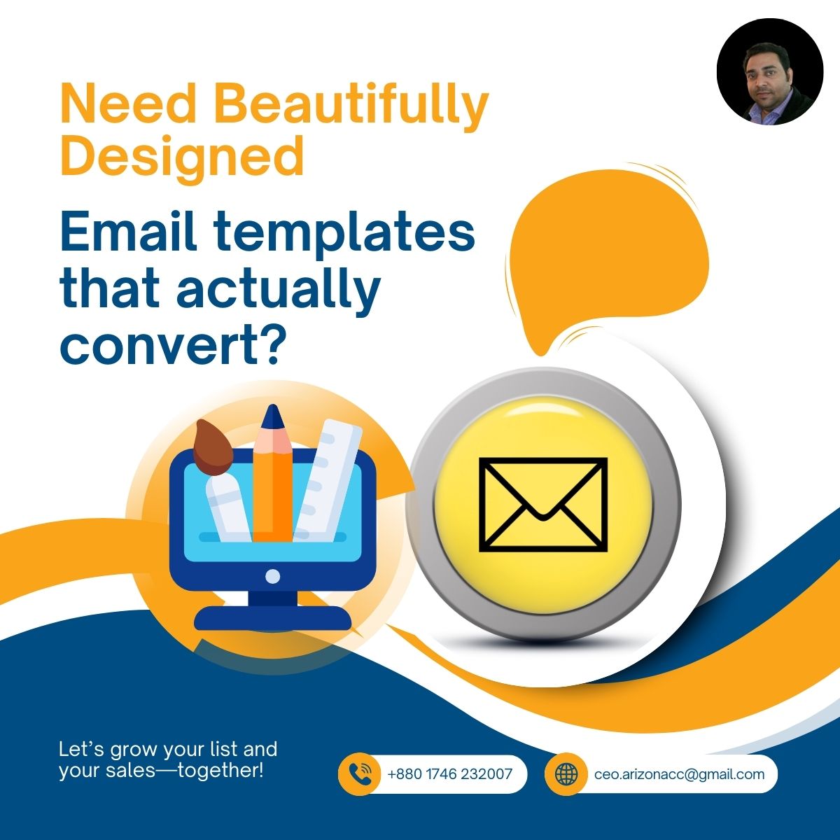 arunicma's tweet photo. 🎯 Need beautifully designed email templates that convert?
I specialise in Email Marketing &amp; Mailchimp Template Design that grabs attention and drives clicks.
Let’s grow your list and your sales—together!

#EmailMarketing #MailchimpDesigner  #EmailCampaign #EmailMarketingExpert https://t.co/WnFe71S6c7