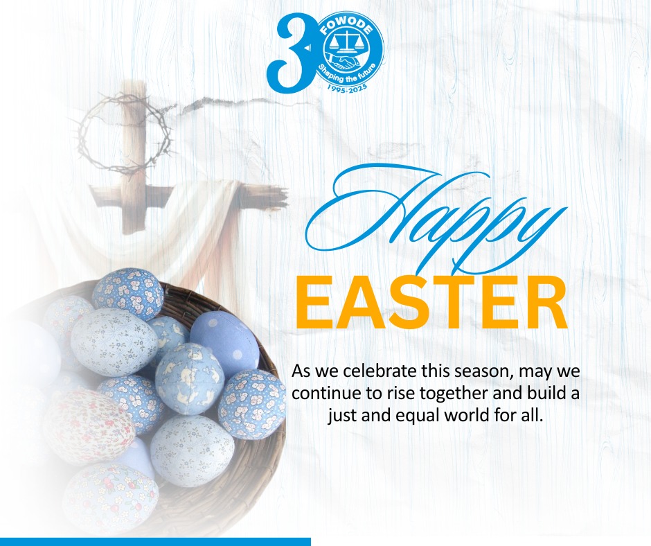 FOWODE_UGANDA's tweet photo. From all of us at @FOWODE_UGANDA to you and your families, we wish you a happy #Easter. May we continue to rise together &amp; build a just and equal world for all. #EasterSunday https://t.co/qK2vkHNmHE