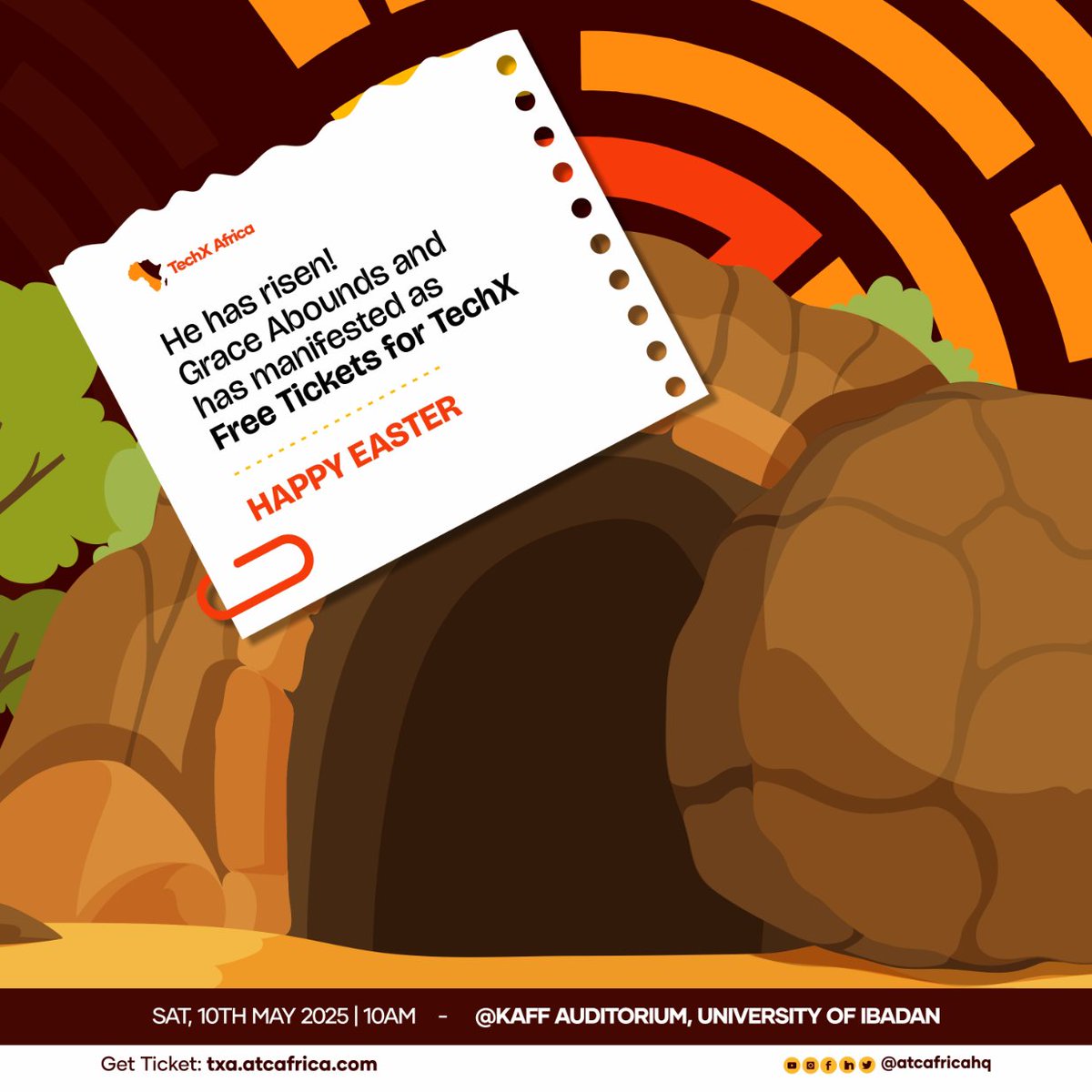atcafricahq's tweet photo. Easter joy is multiplied by two with #FREEtickets up for grabs!

Hunt for the discount code (EASTER) for a General Admission ticket on https://t.co/rvmW5iK8nZ for Huge discount.

#Techxafrica https://t.co/awKrDhPSqu