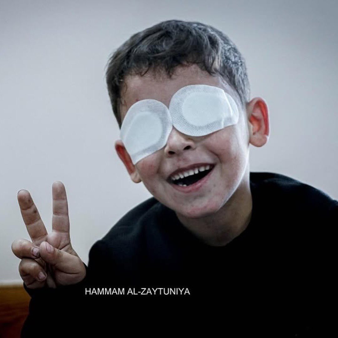 EyeonPalestine's tweet photo. The little kid Ahmed Hejazi (7) lost his sight during the war against Gaza. https://t.co/6i5PJ9Iss0