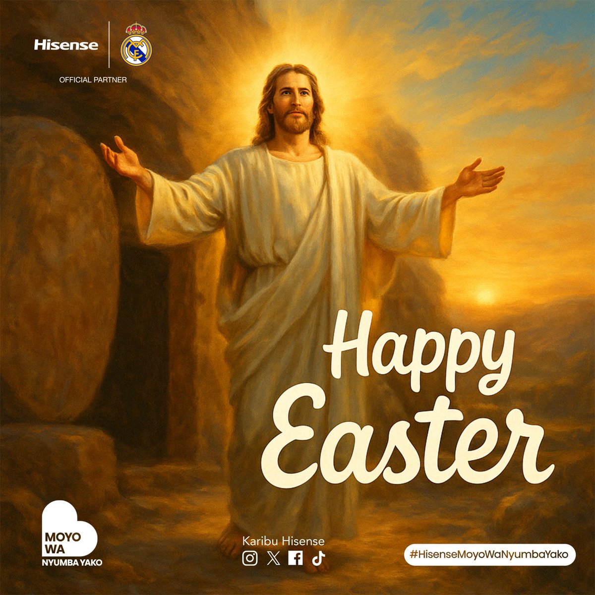 karibuhisense's tweet photo. He is Risen! 🌅✨
This Easter, may your home be filled with light, love, and new beginnings.
Celebrate moments that matter — from our Hisense family to yours,
Happy Easter! 🕊️
#HisenseMoyoWaNyumbaYako #HappyEaster #KaribuHisense #HisenseTanzania https://t.co/LDvNaHnHhG